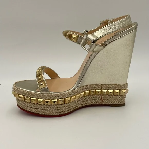 (SOLD) Christian Louboutin Cataclou 140 Nappa Silk Wedge's (1160975)- Size 40 EU - Picture 7 of 14
